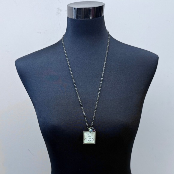 Trust the Journey Pendant and Necklace Antique Brass Tone Chain Inspirational - Picture 1 of 6
